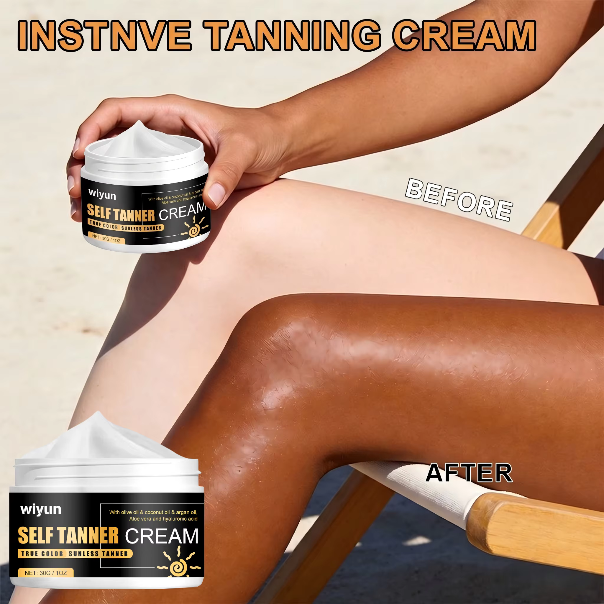 Crème bronzante naturelle pour le visage et le corps