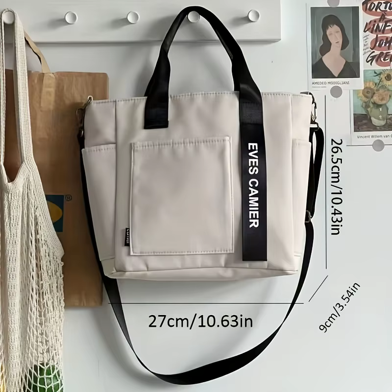 Sac fourre-tout en toile, sac à main simple à la mode, sac à bandoulière pour femmes, sac de transport à main, sac polochon avec fermeture à glissière
