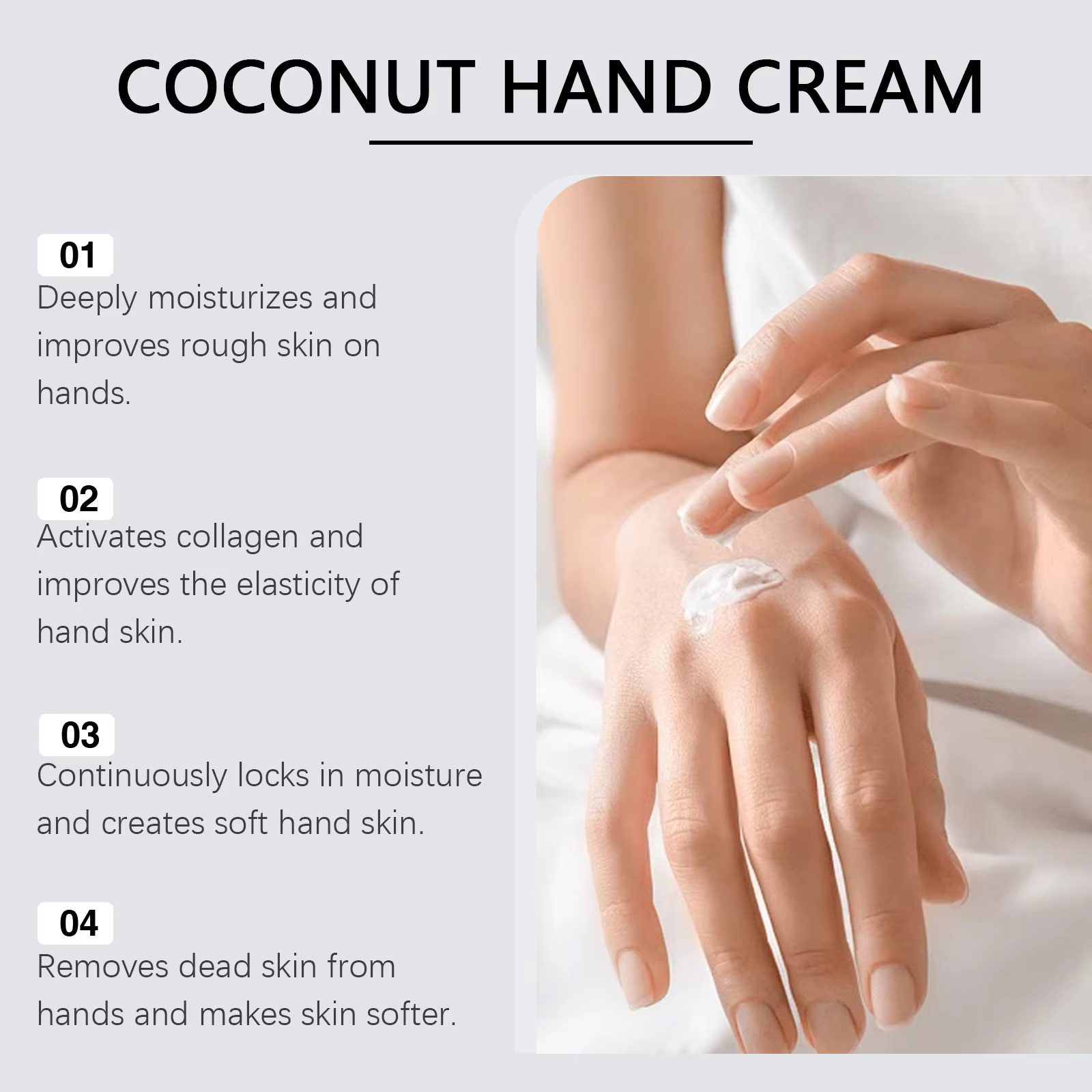 Crème hydratante pour les mains à la noix de coco