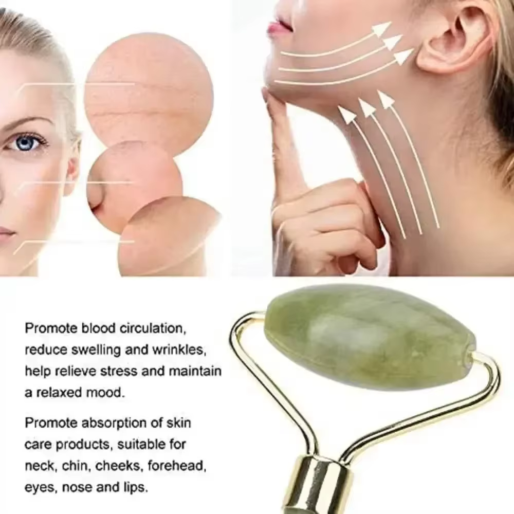 Rouleau de massage en pierre naturelle pour le visage