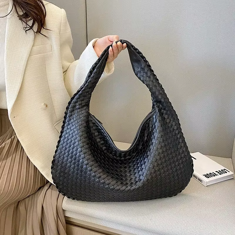 Sac tissé à la main pour femme, aspect haut de gamme, texture épaissie, sac de transport à porter à l'épaule ou à la main