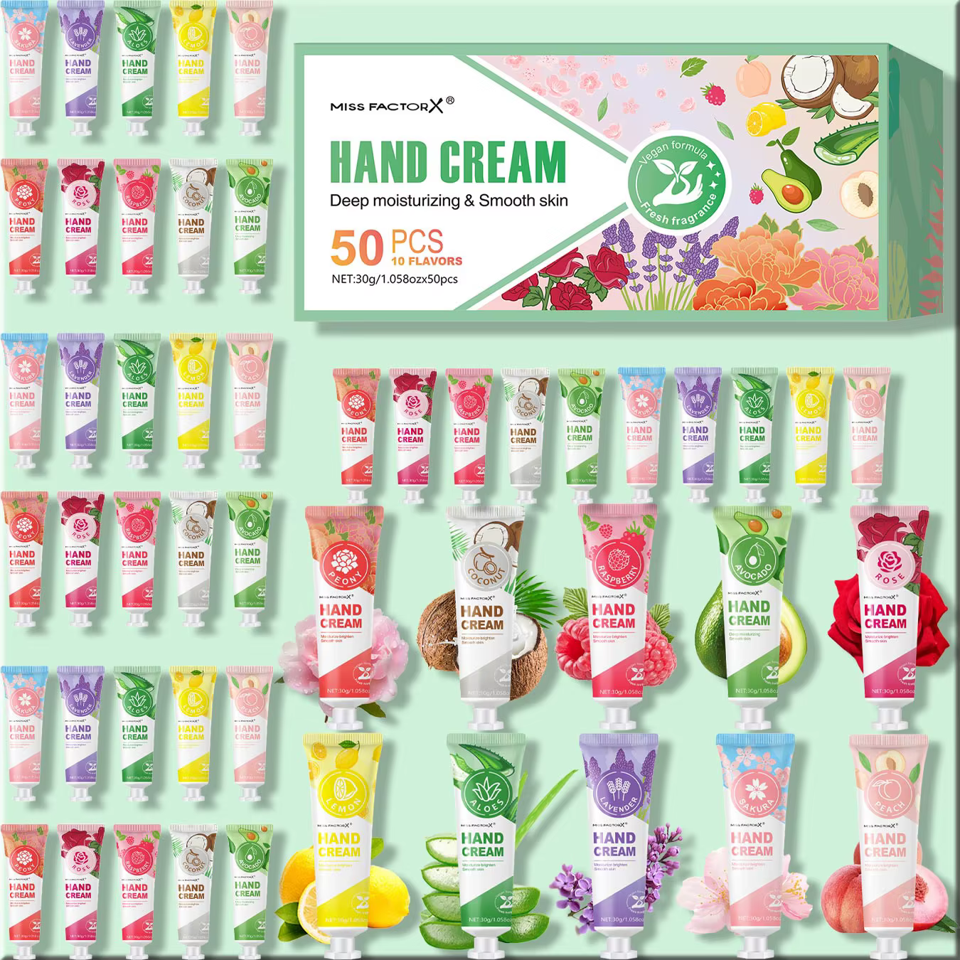 50 pièces/boîte 10 crème pour les mains parfumée-hydratante