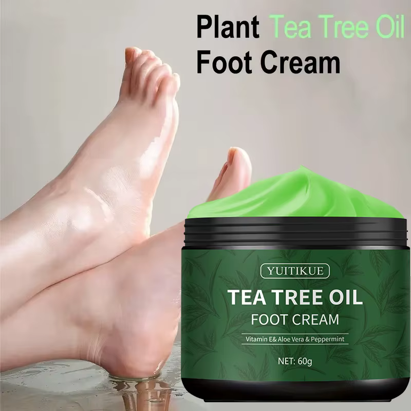 YUITIKUE Crème pour les pieds à l'huile d'arbre à thé - Vitamine E Aloe Vera