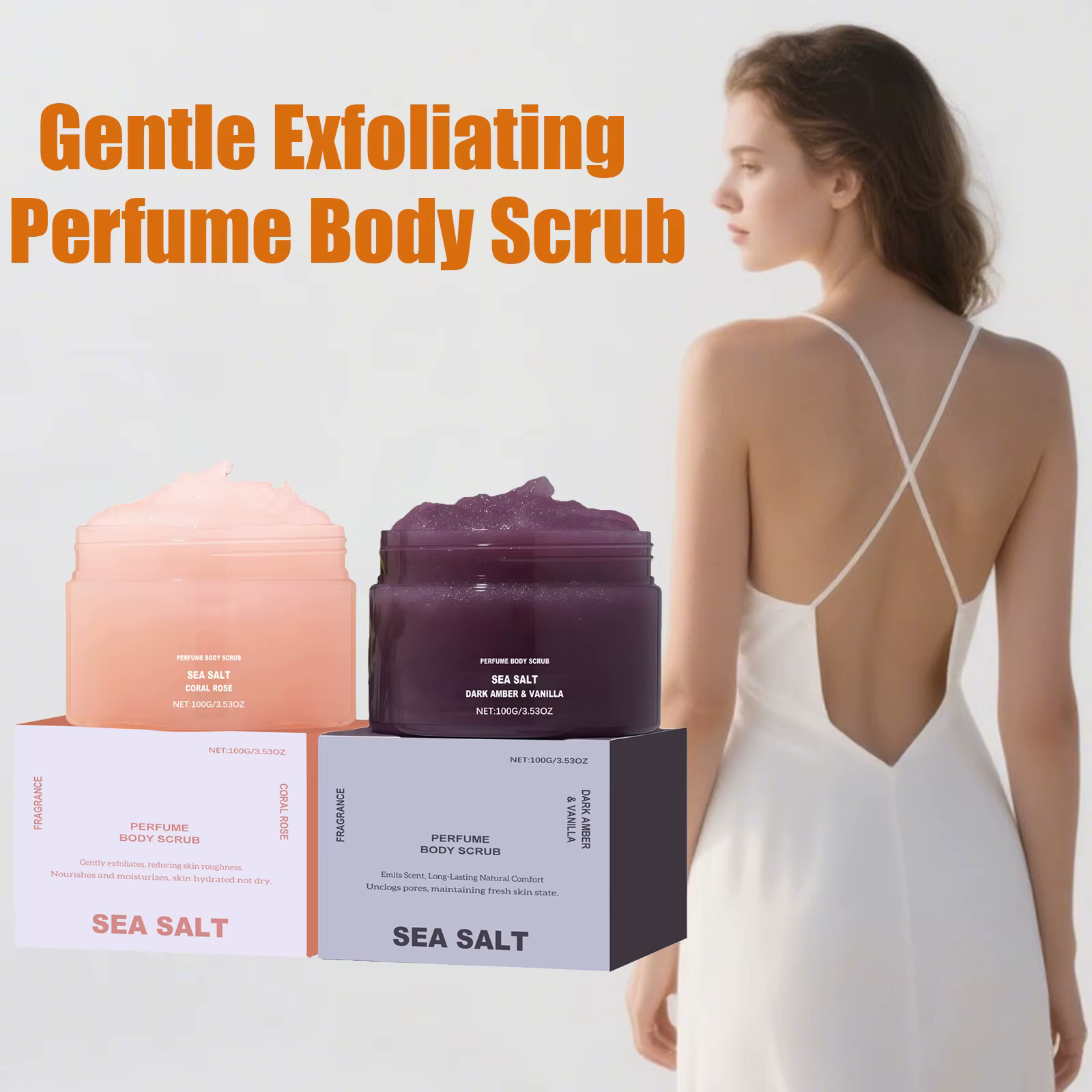 Parfum gommage corporel hydratant lissant peau exfoliant naturel sel Rose corail ambre vanille