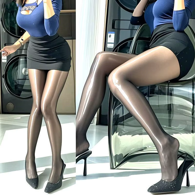 Collants brillants effet huile de cheval authentique, ultra-lisses, haute densité, grande taille, réfléchissants, anti-accroc