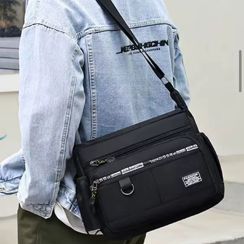 Sac bandoulière pour homme avec poches multi-couches, sangle réglable, sac à bandoulière professionnel