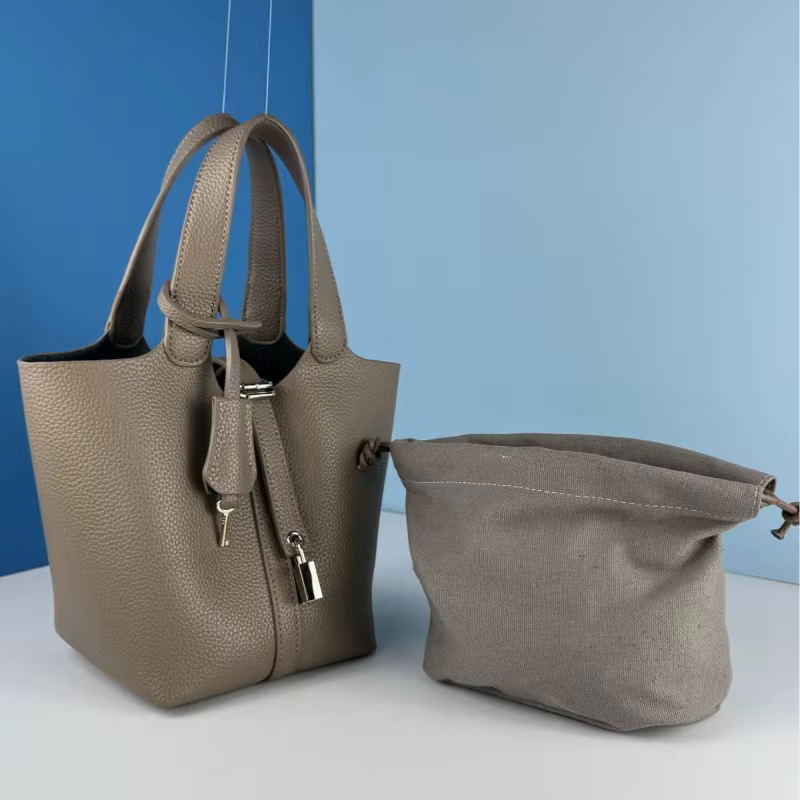 Sac à main pour femme en cuir souple, élégant et grande capacité, sac mère-enfant, sac à main de style panier, sac seau, shou