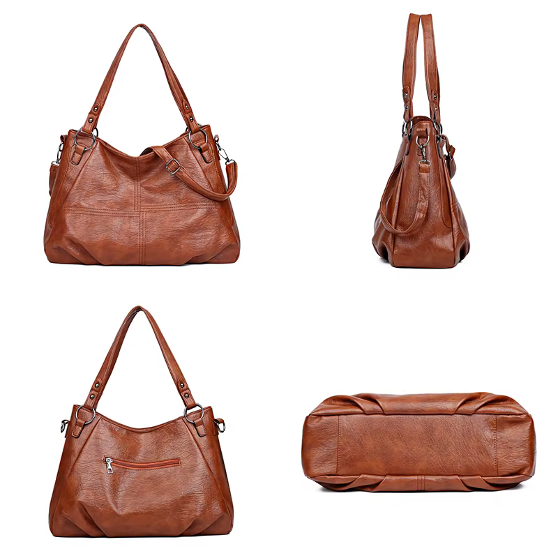Sac à Main Simple en Cuir Souple de Grande Capacité pour Femme, Fourre-Tout de Luxe Célèbre de Styliste, de Haute Qualité, à la Mode