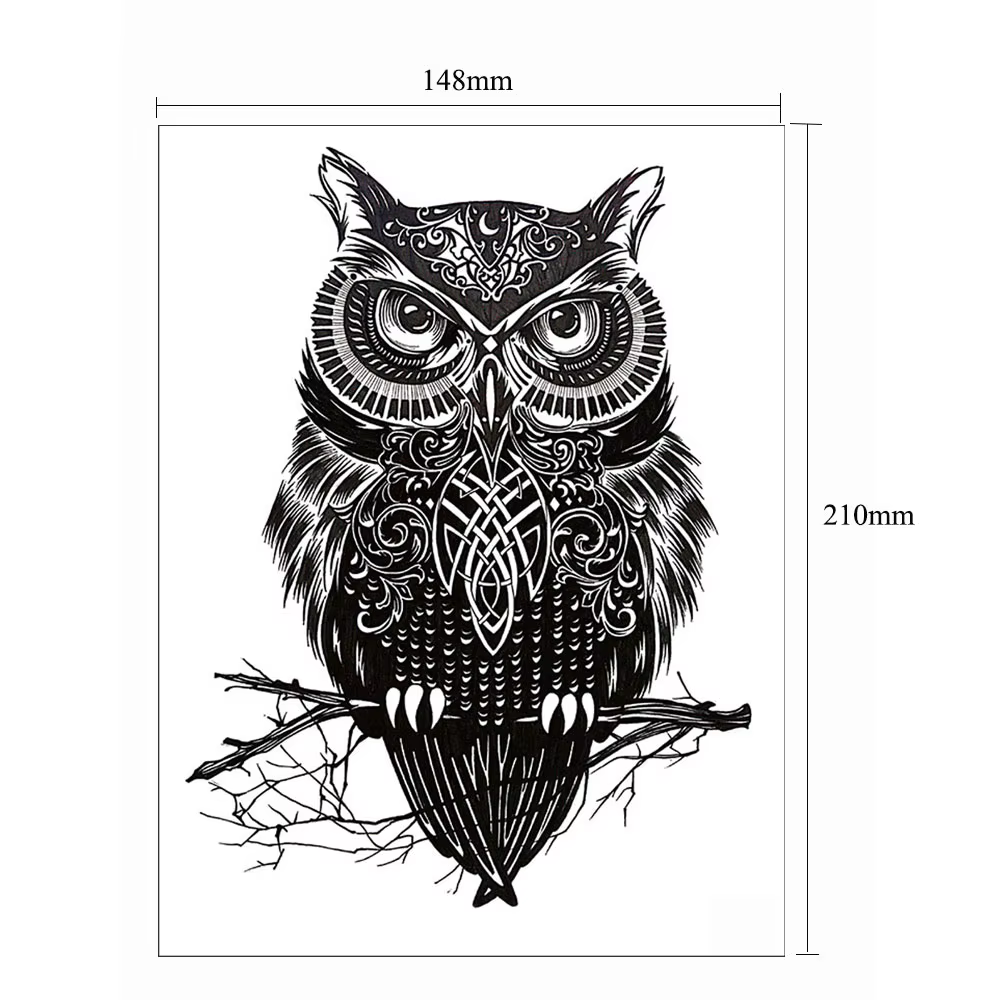 Tatouages temporaires hommes hibou noir tatouage autocollant pour main bras manches Animal faux tatouage pour femmes transfert étanche Tatoo