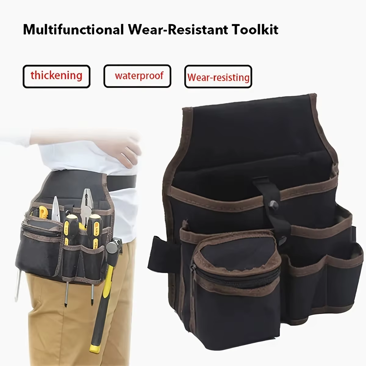 Sac de rangement multifonctionnel pour outils, pochette, ceinture, matériel, trousse d'outils d'électricien, sac de ceinture pour perceuse, clé à molette, tournevis, sacs à outils, organisateur