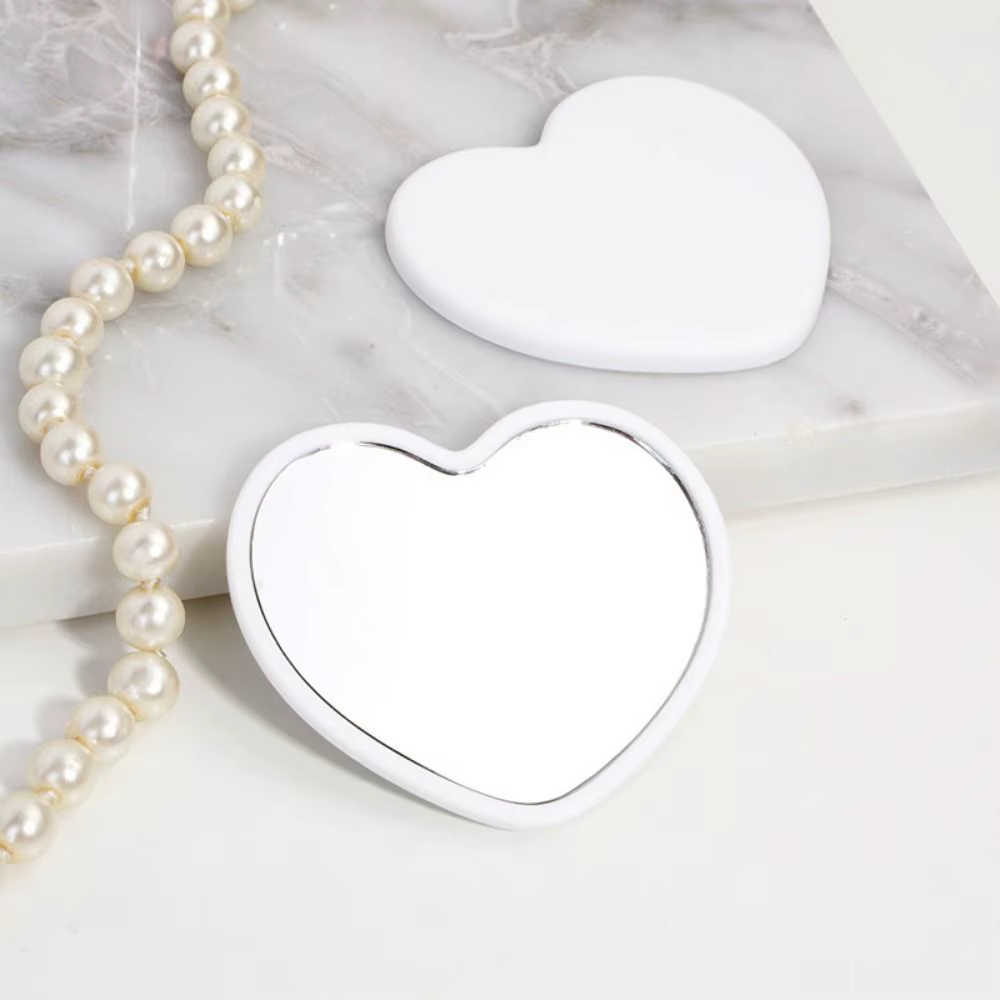 Miroir Simple simple face en forme de cœur, petit miroir à main haute définition, miroir de maquillage de beauté pour femme