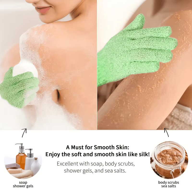 Gant de bain exfoliant à cinq doigts