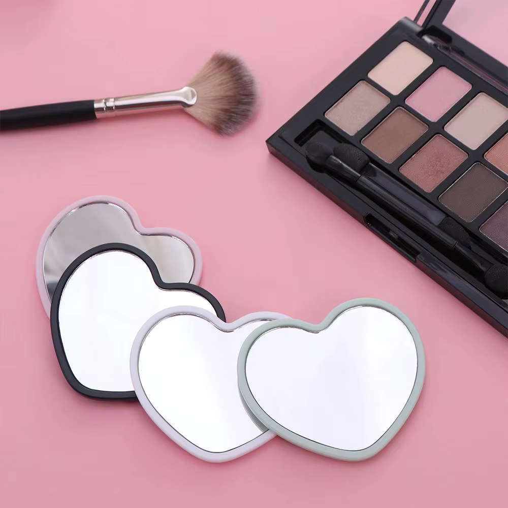 Miroir Simple simple face en forme de cœur, petit miroir à main haute définition, miroir de maquillage de beauté pour femme