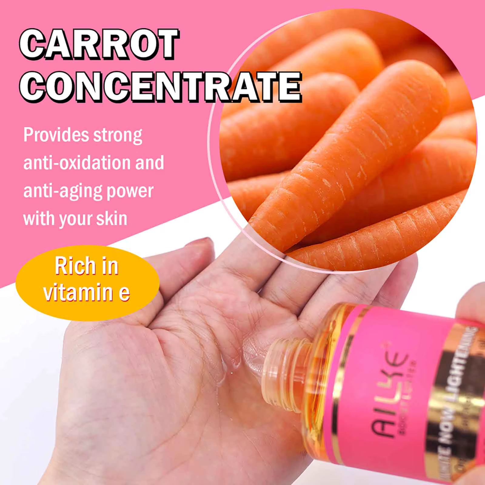 AILKE Sérum de carotène biologique huile corporelle éclaircissante