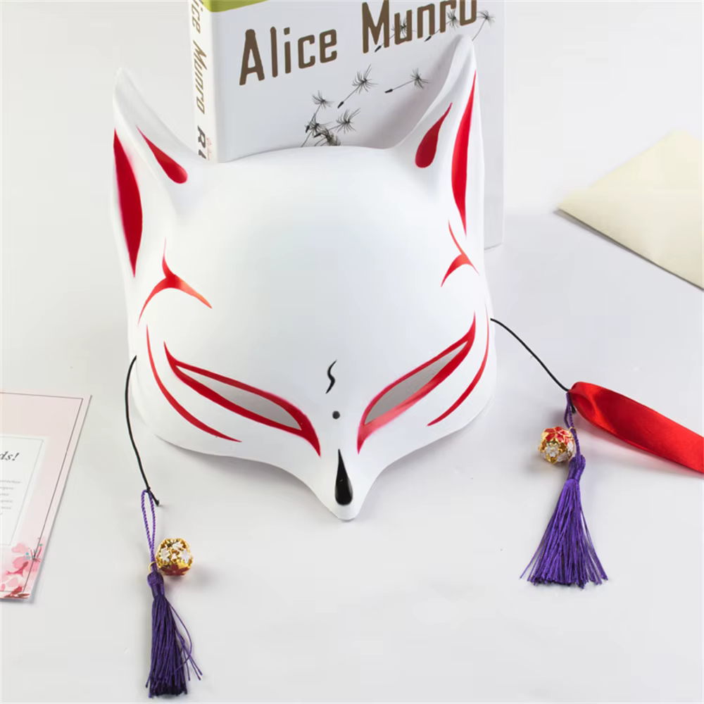 Masque demi-visage Bell Fashion, masque de renard anime peint à la main pour Halloween, fêtes costumées et bals masqués