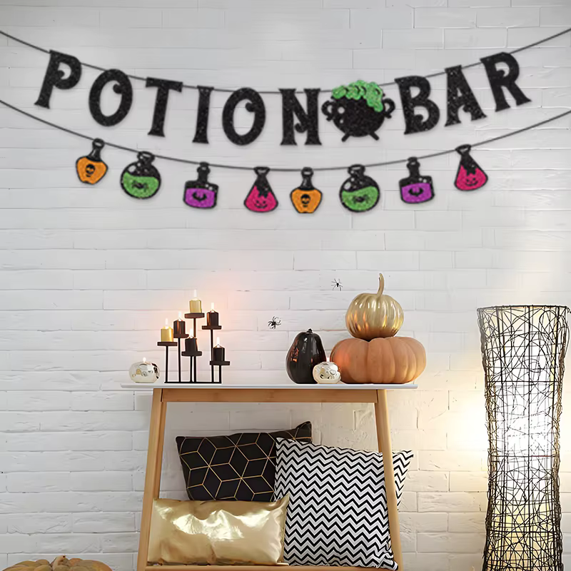 Décorations de fête à thème d'halloween, 1 pièce, drapeaux d'halloween, bannières d'halloween, décorations d'halloween pour murs de fond