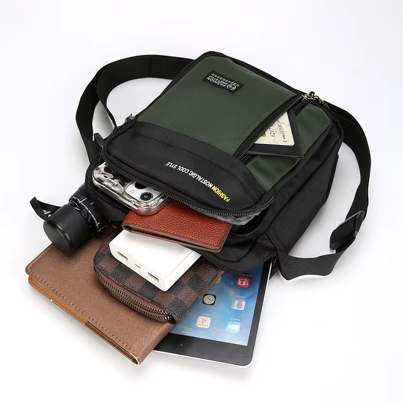 Sac à bandoulière simple pour hommes, sac de rangement de grande capacité, sacs à bandoulière multi-poches à la mode pour affaires