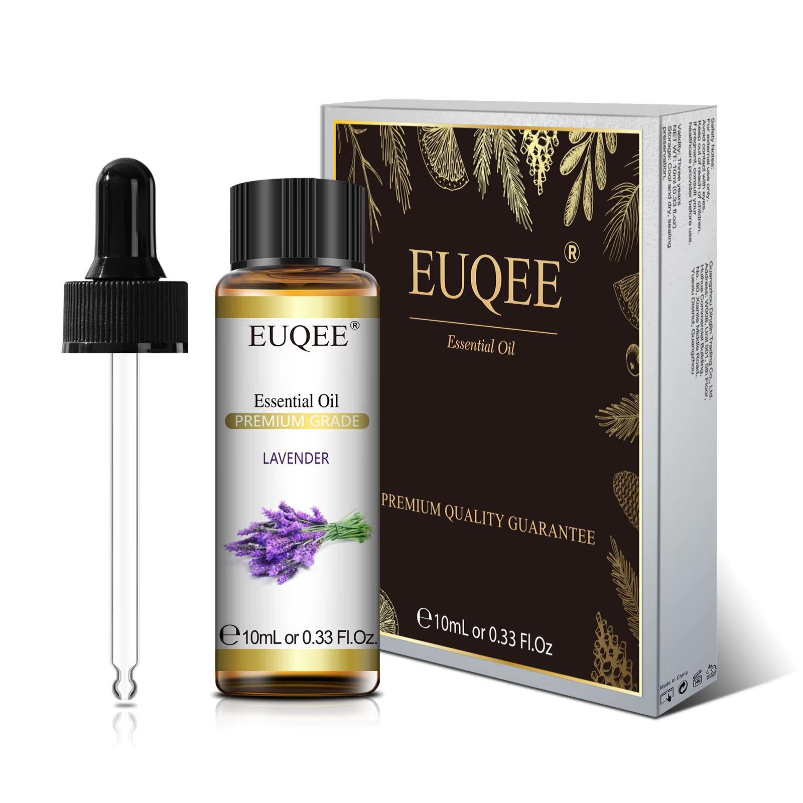 EUQEE 10ml Huile Essentielle Naturelle Pure Lavande Jasmin Eucalyptus Vanille Bois de Sandal Orange Citron Oregano Rose