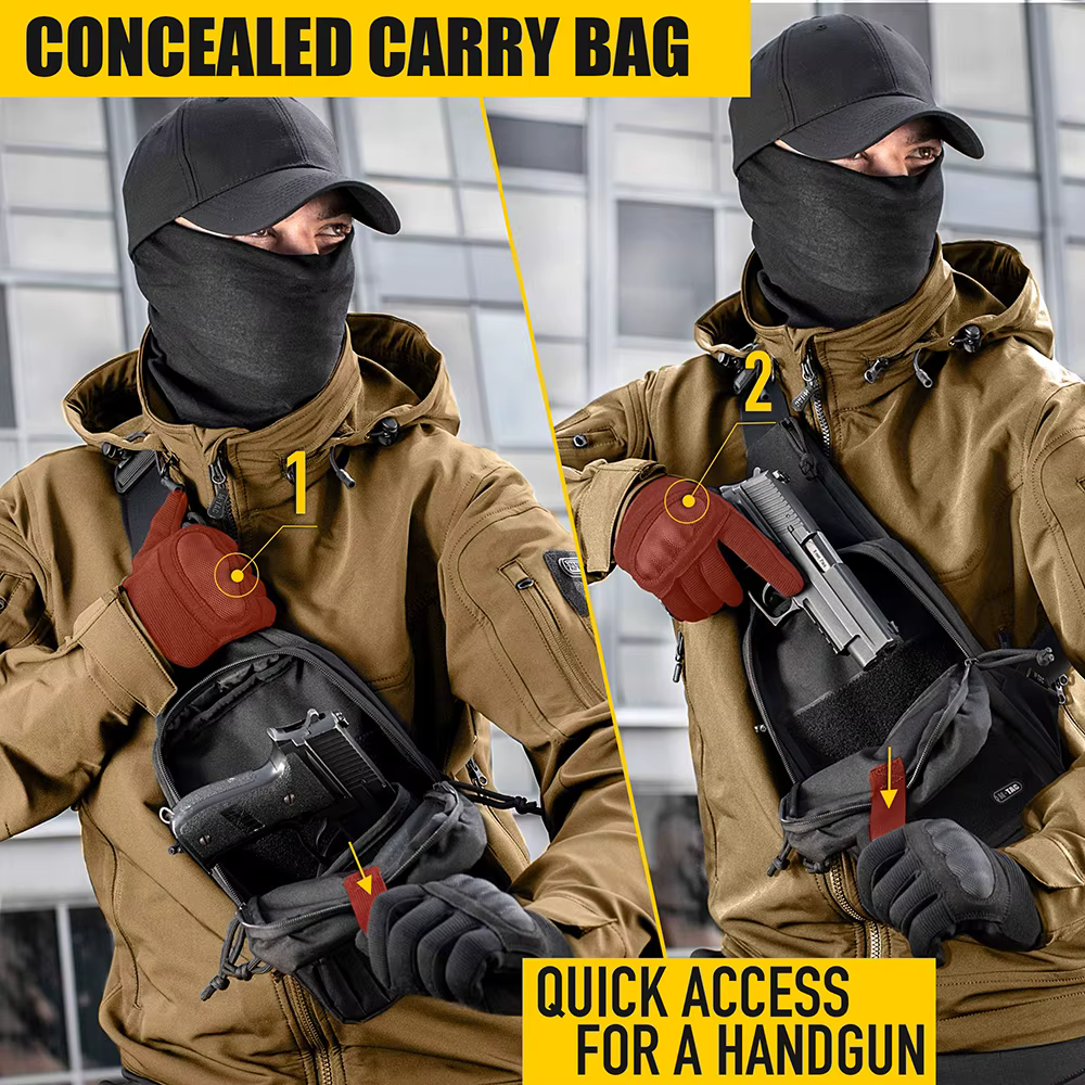 Sac de transport dissimulé pour pistolet, sangle d'épaule pour étui de pistolet, sac de poitrine pour la chasse gauche et droite en plein air