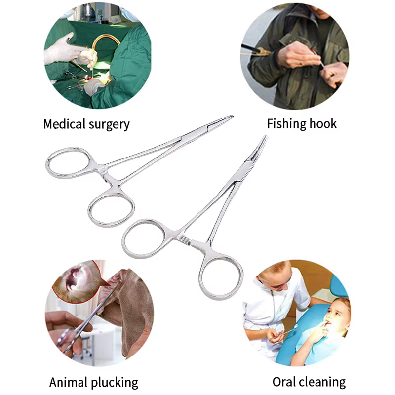 Pince hémostatique pour poils d'animaux, outil manuel 12.5 16 18cm, pince de verrouillage pour la pêche, outils d'épilation, outil de coupe à pointe incurvée/droite