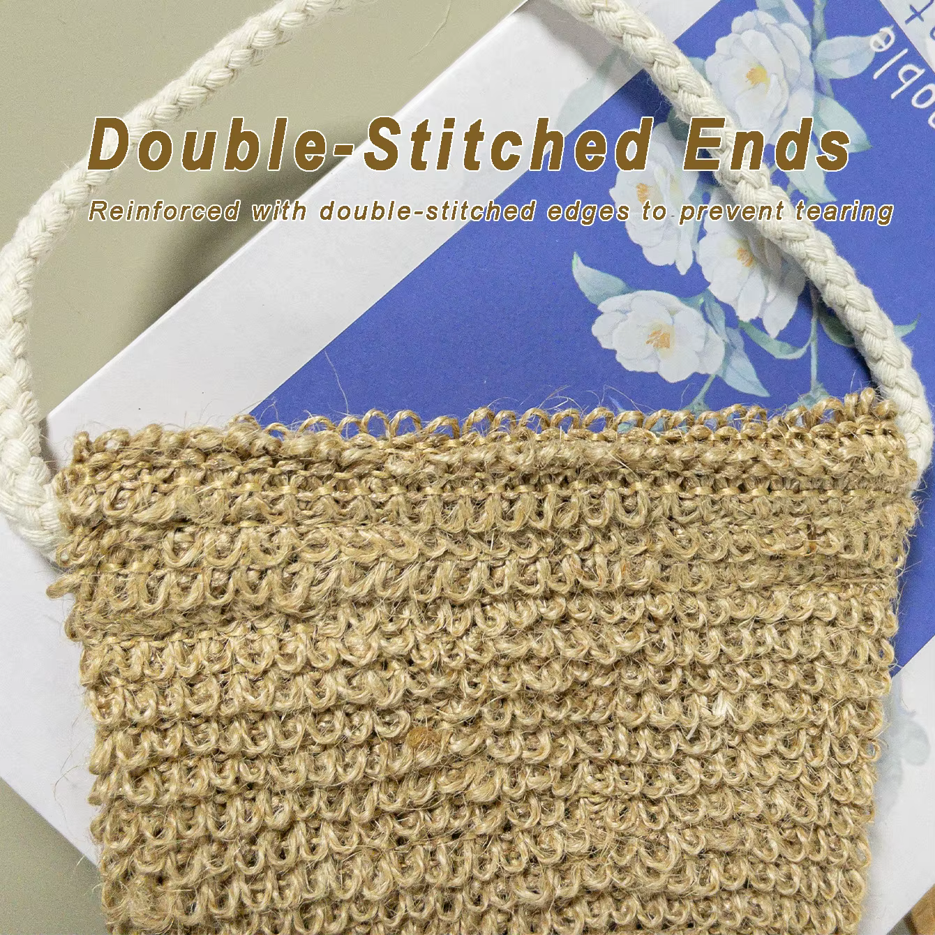 Ensemble de bain exfoliant en jute naturel avec gant