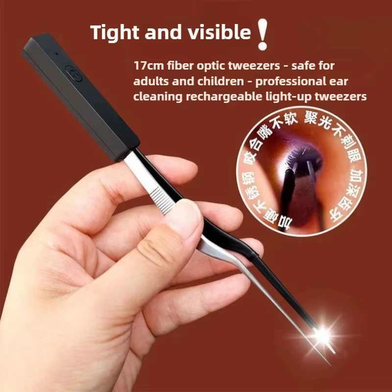 Cure-oreille lumineux avec lumière LED, pince à cérumen visuelle, crochet à cérumen, outils de nettoyage d'oreilles rechargeables pour enfants/adultes