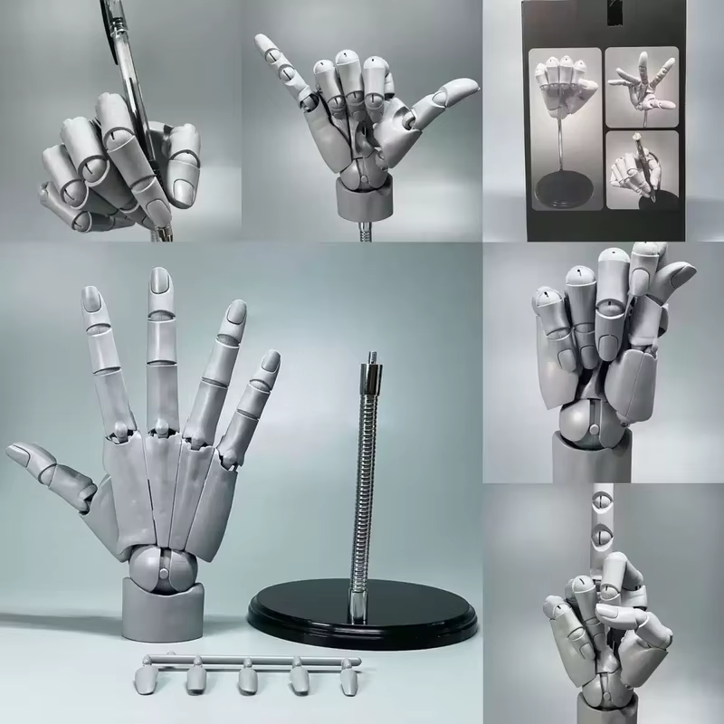 Ensemble de modèles de main articulée à l'échelle 1/1, mains articulées anatomiques exactes gauche et droite pour les figurines d'anime de référence de dessin artistique