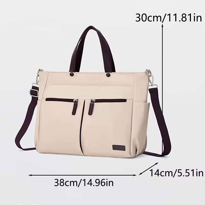 【Bandche pour ordinateur portable 】 Sac pour ordinateur portable décontracté en nylon pour femme, mallette de déplacement quotidien, sac léger à double poche principale à une épaule