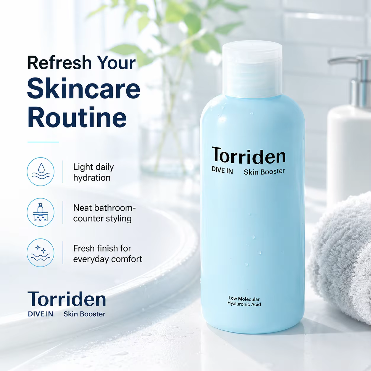 Torriden DIVE-IN Acide Hyaluronique à Faible Poids Moléculaire - Booster Cutané 200ml - Tonique Hydratant Visage