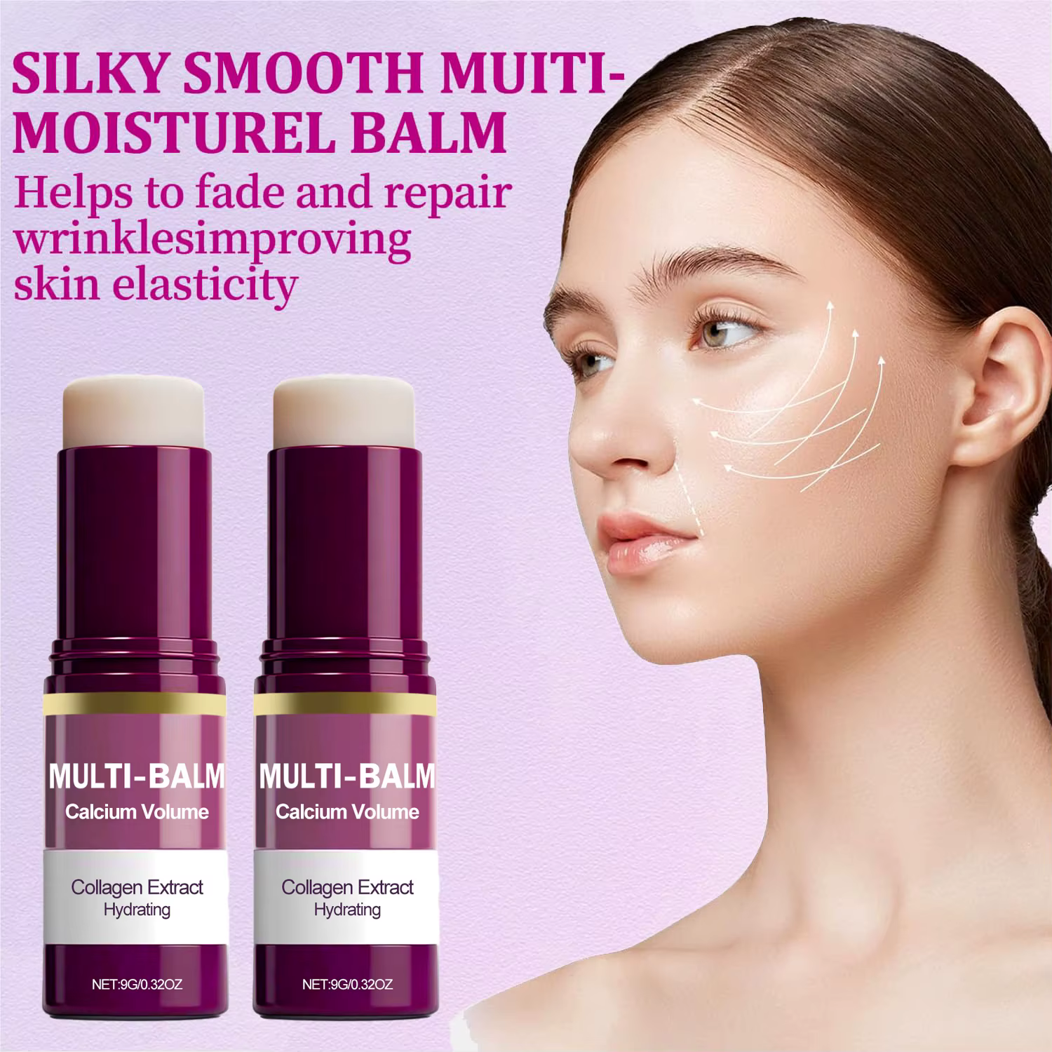 Stick multi-baume hydratant et raffermissant au calcium coréen - Soin anti-rides infusé au collagène