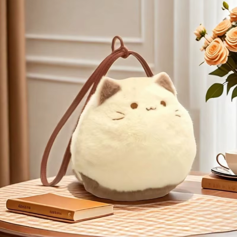 Sac à main chat en peluche mignon, sac à dos fait à la main avec Animal en peluche, sac à bandoulière de grande capacité