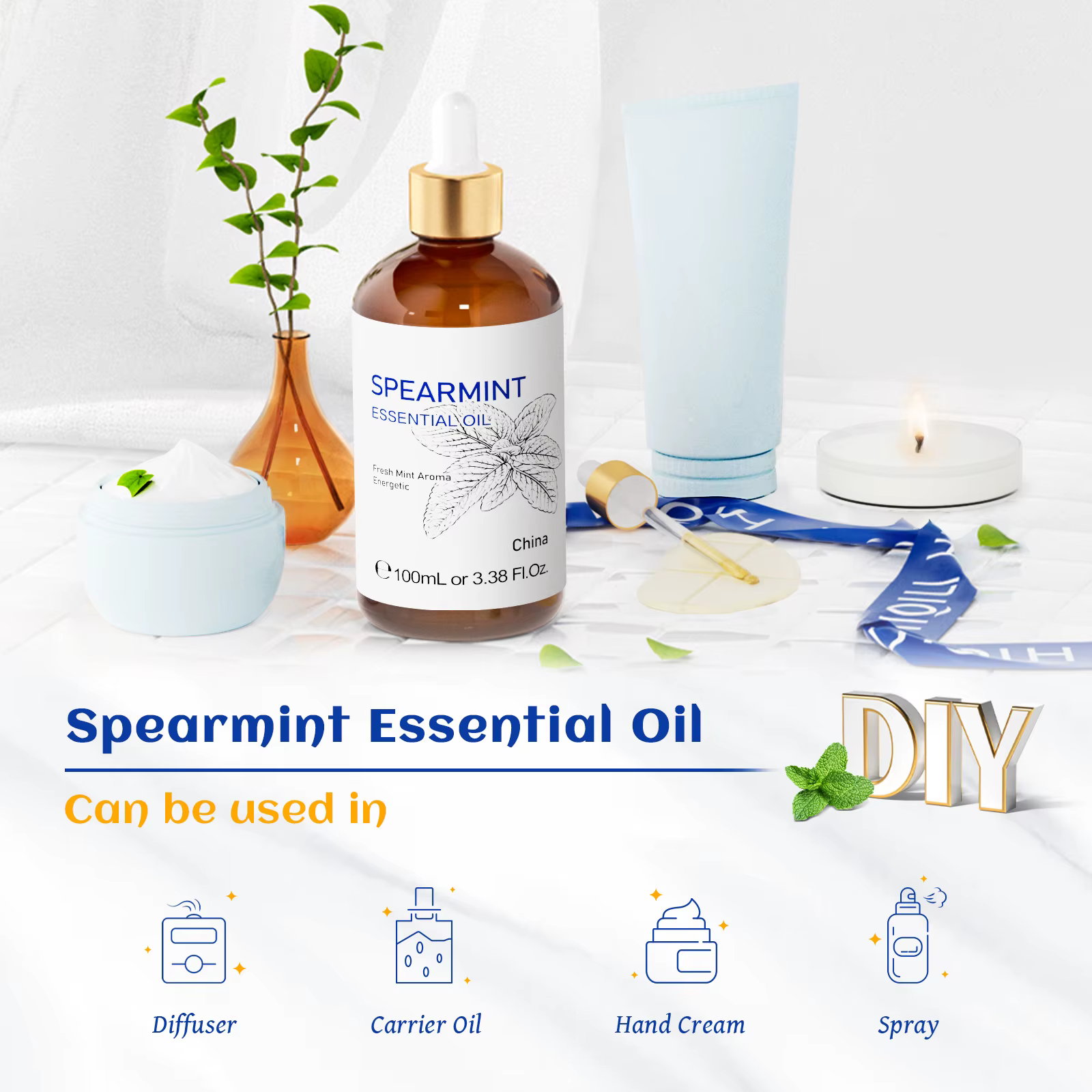 HIQILI 100ML huile essentielle de menthe verte aromathérapie naturelle citronnelle