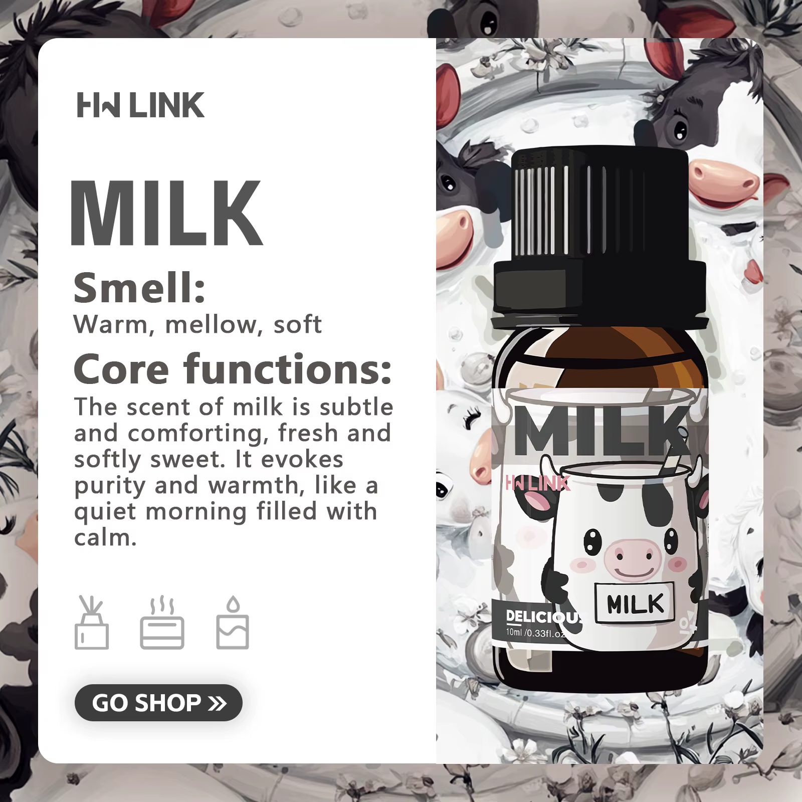 Huiles essentielles au lait 10 ml