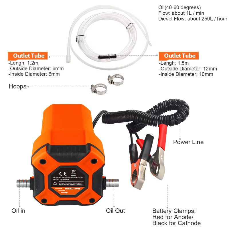 EADavid-Pompe d'aspiration d'huile de voiture électrique, 12V, 60W, livraison de carburant, huile moteur, pétrole brut, eau salée, pompe d'aspiration pour voiture, moto, bateau