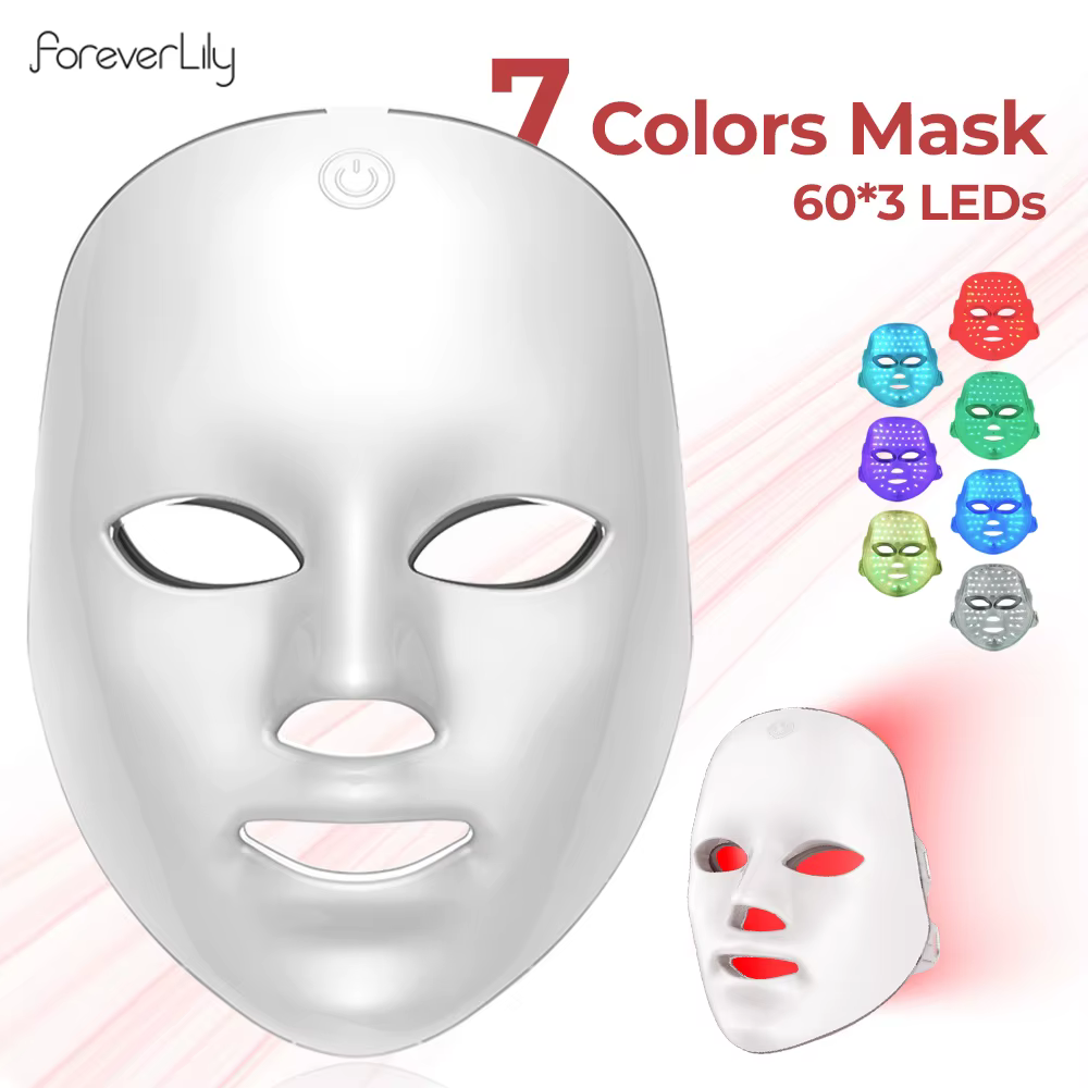 7 couleurs Photon visage masque LED lumière rouge Anti-rides rajeunissement soins de la peau LED masque Facial beauté SPA Ance réparation peau éclaircir
