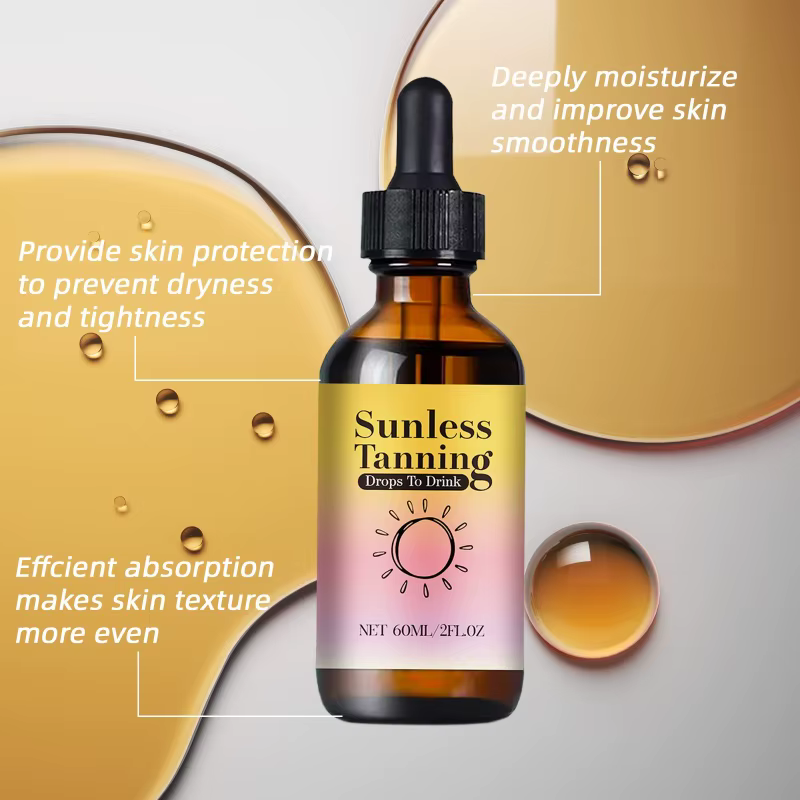 Gouttes autobronzantes 60 ml - Formule vitaminée à la bêta-carotène pour un éclat naturel sans exposition aux UV.