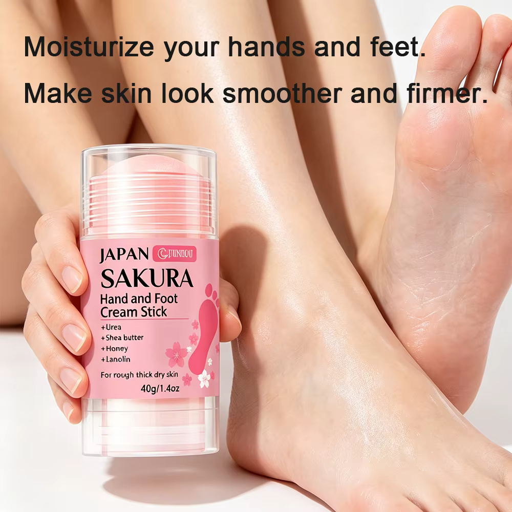 JUINHOU Crème stick mains et pieds à la fleur de cerisier 60% URÉE + 2% ACIDE SALICYLIQUE Hydratation intense