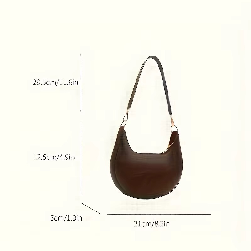 Sac fourre-tout Vintage rétro demi-lune en cuir Pu, sacs à bandoulière pour femmes, sangle détachable, fermeture à glissière, doublure en Polyester