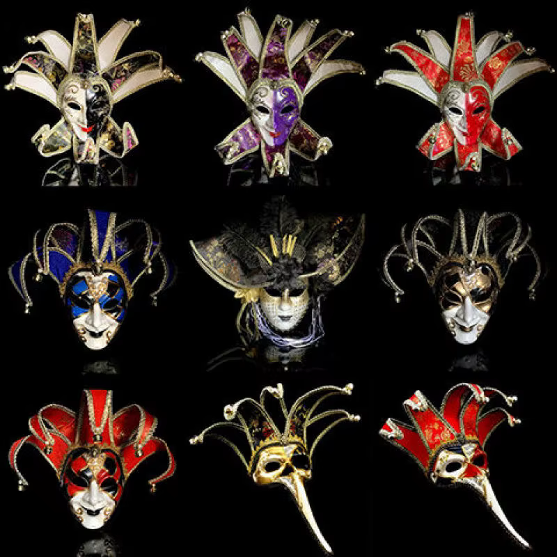Masque artistique pour femmes, accessoires de danse faits à la main, personnalité, masque vénitien rétro complet, demi-visage pour hommes