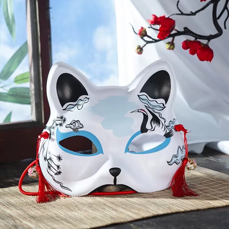 Masque de Cosplay demi-masque fait à la main, masque de chat japonais, Style japonais pour spectacles sur scène, Anime Cosplay