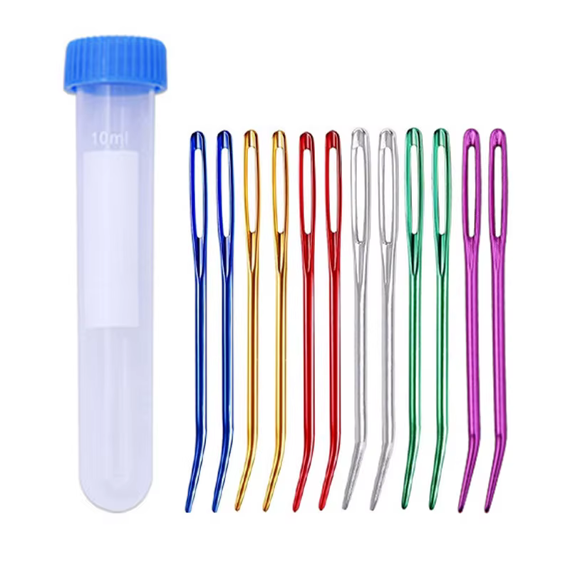 Ensemble d'aiguilles à coudre à la main-aiguilles coudées émoussées à gros œil pour bricolage tricot broderie pull outils de couture-outils de tissage