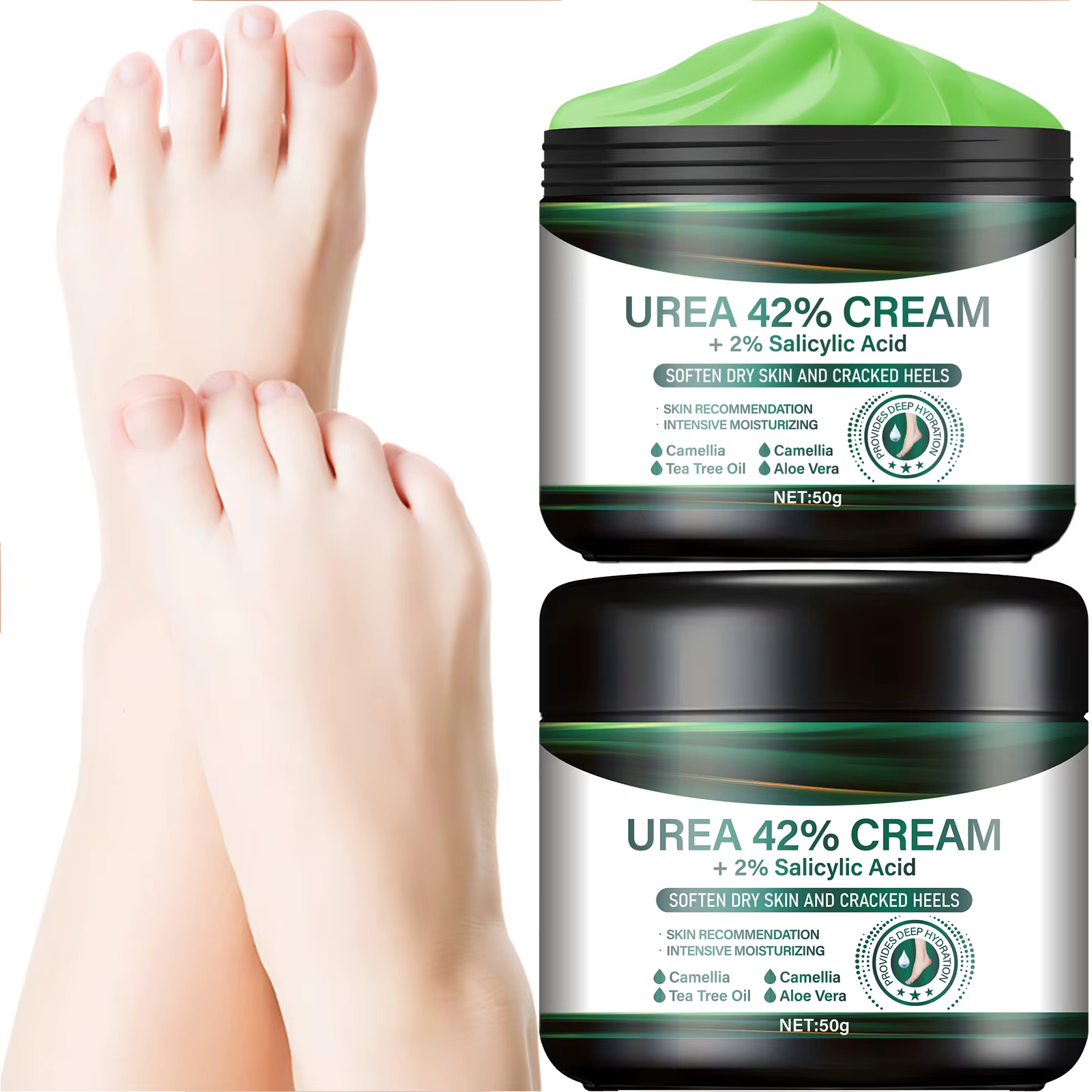 Crème pour Pieds à l'Urée 42% et Acide Salicylique - Réparation Intensive des Talons Fendillés