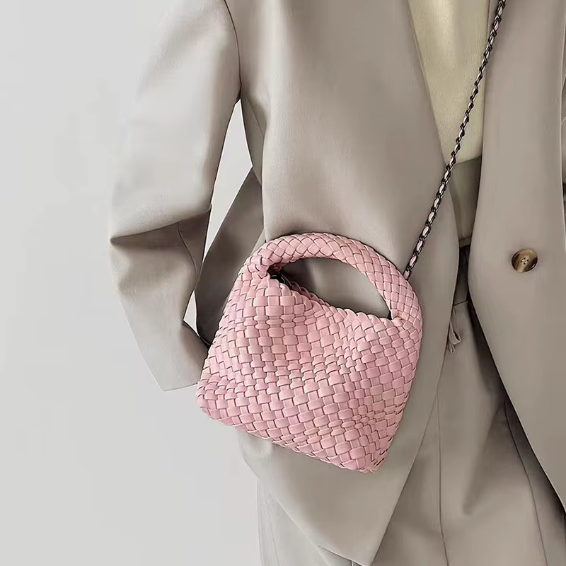 Sac à main tissé pour femme en cuir PU souple, sac fourre-tout tricoté, sac à bandoulière tissé tendance, sac hobo de plage d'été, pochette minimaliste