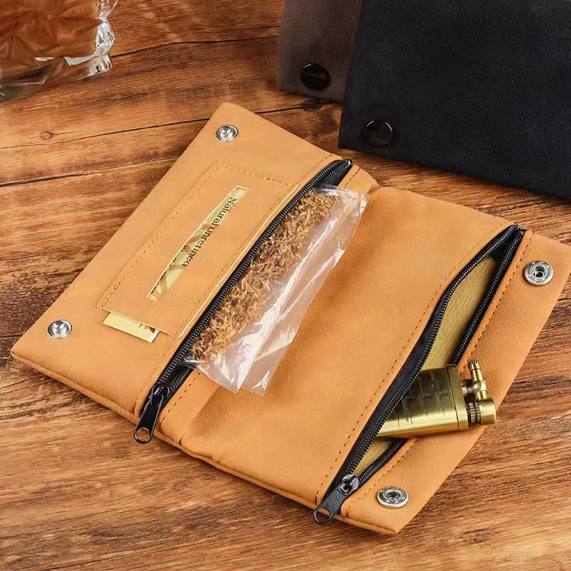 Pochette à tabac en cuir ponctué de graines, faite à la main, sac de rangement pliable, multifonctionnel, pour hommes, accessoires de fumeur