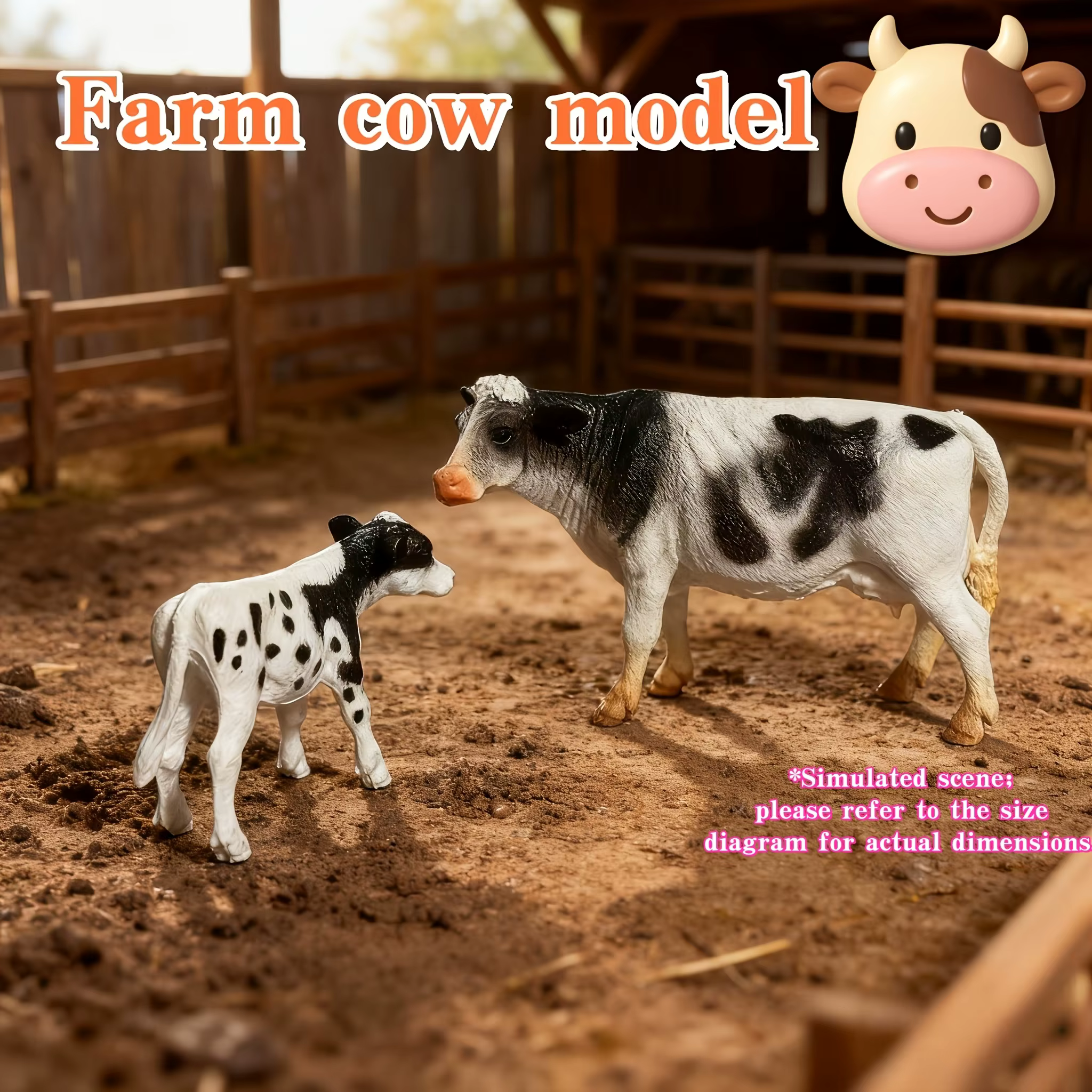 Modèles d'animaux de ferme, vaches et veaux, décorations pour la maison, pièces ornementales, accessoires de chambre sur le thème rural, figurines de collection