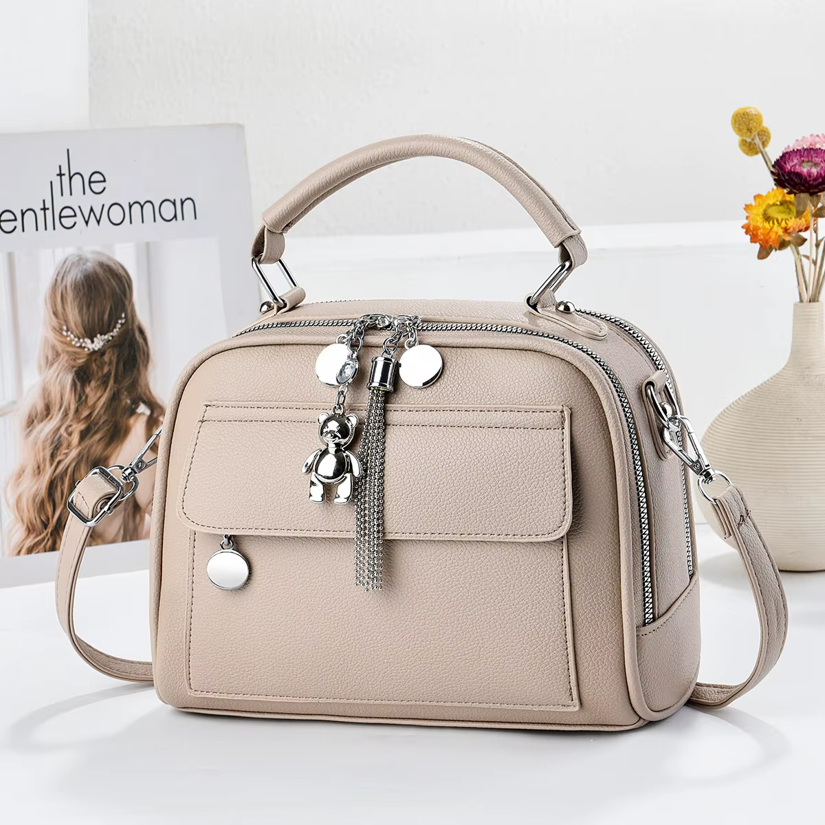 Sac à bandoulière tendance pour femme, cadeau étudiant, sac à main avec large sangle, nouvelle collection printemps 2026, en cuir PU, style décontracté, sac de navetteur