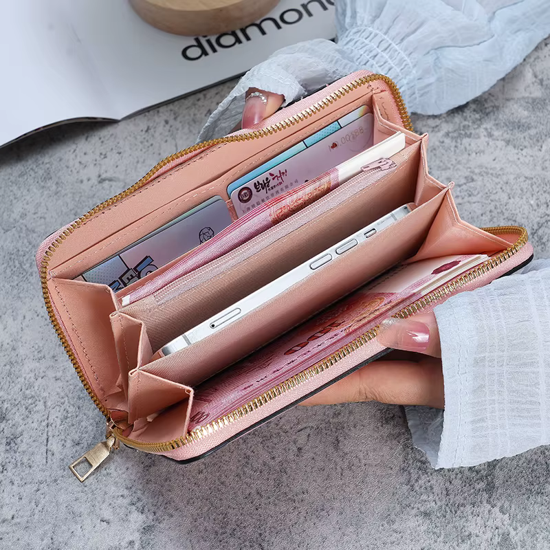 Dames tenant un long portefeuille 2025 nouveau sac à main coréen multi-fonction sac de carte sac de téléphone portable porte-monnaie femme portefeuille