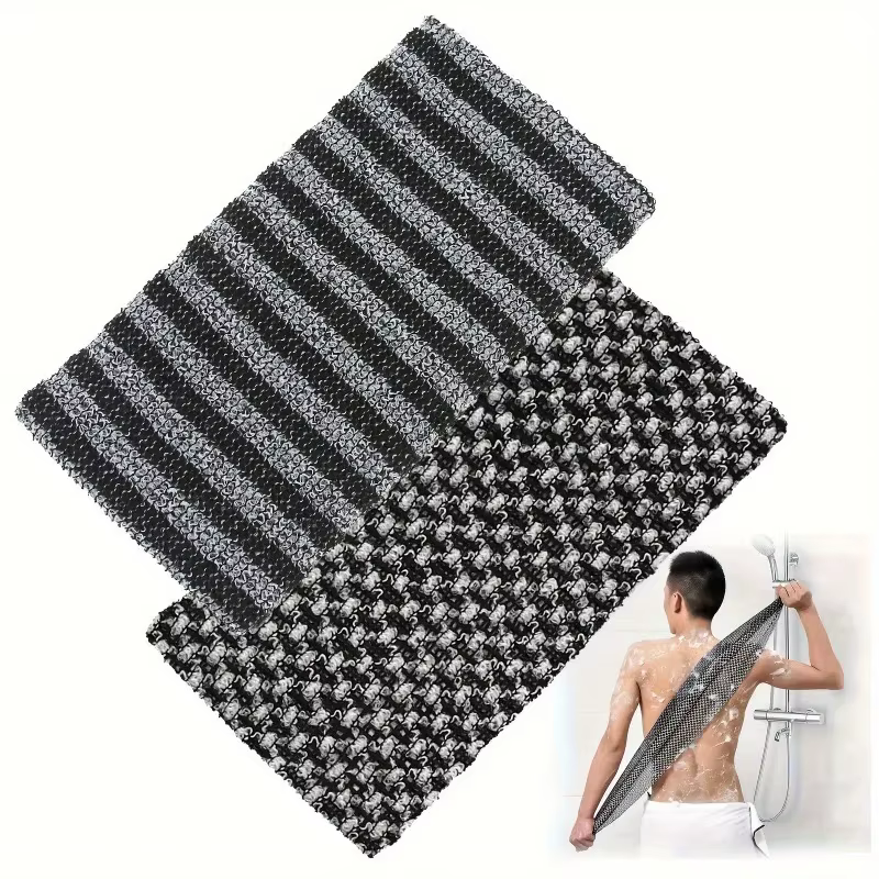 Serviette de bain exfoliante avec poignée ergonomique