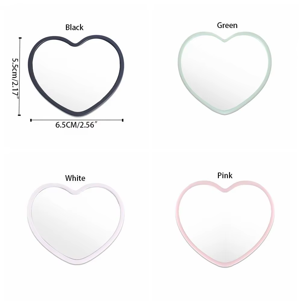 Miroir moderne simple face en forme de coeur, petit miroir à main haute définition, miroir de maquillage de beauté pour femme