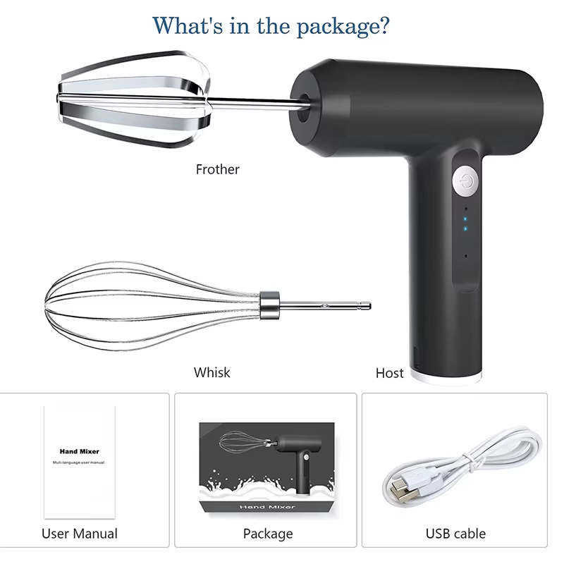 2X mélangeur à main électrique sans fil, mélangeur à main, Rechargeable par USB, mélangeur à main Portable pour la cuisson, pour Sauces, crème, Egg-AT64